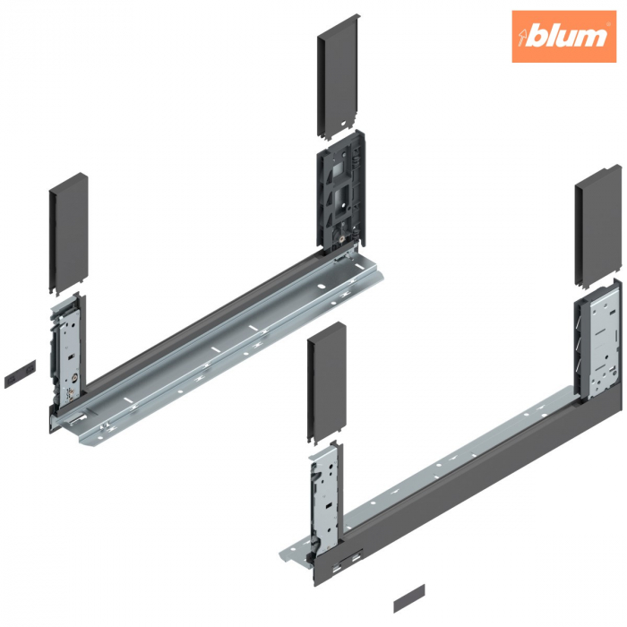 Laterală de sertar LEGRABOX free, Înălţime C (177 mm), NL=500 mm, dreapta+stânga, pentru LEGRABOX free, finisaj gri-orion mat 780C5002S [1]