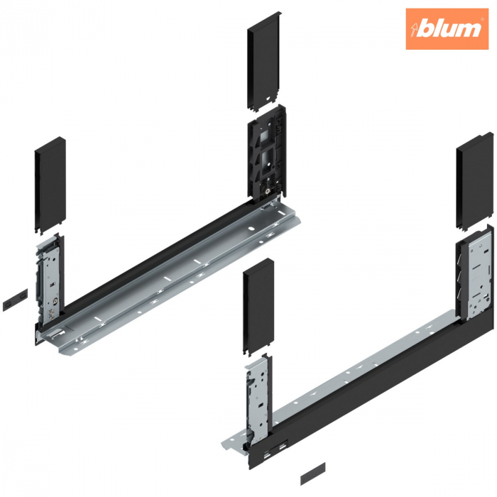 Laterală de sertar LEGRABOX free, Înălţime C (177 mm), NL=500 mm, dreapta+stânga, pentru LEGRABOX free, finisaj negru-carbon mat 780C5002S [1]