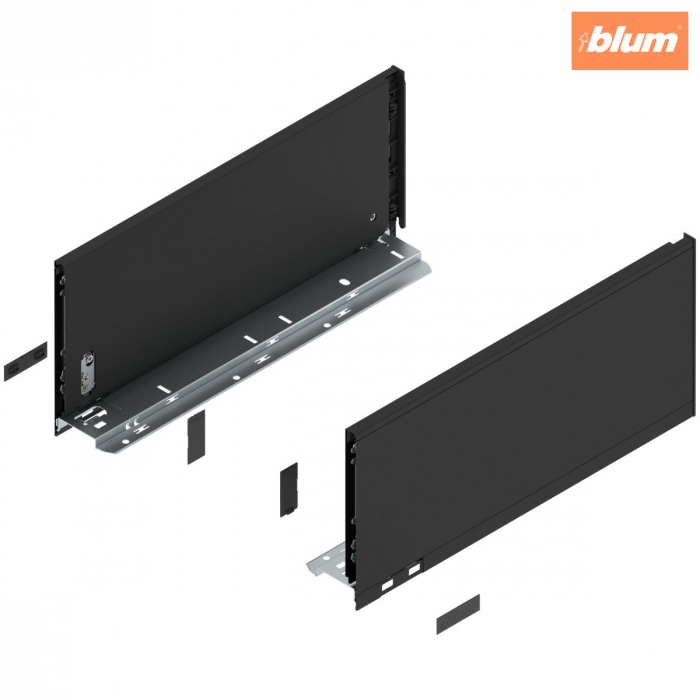 Laterală de sertar LEGRABOX, Înălţime C (177 mm), NL=400 mm, dreapta+stânga, pentru LEGRABOX pure, finisaj negru-carbon mat 770C4002S [1]