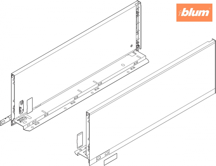 Laterală de sertar LEGRABOX, Înălţime C (177 mm), NL=550 mm, dreapta+stânga, pentru LEGRABOX pure, finisaj inox periat-lăcuit 770C5502I [2]