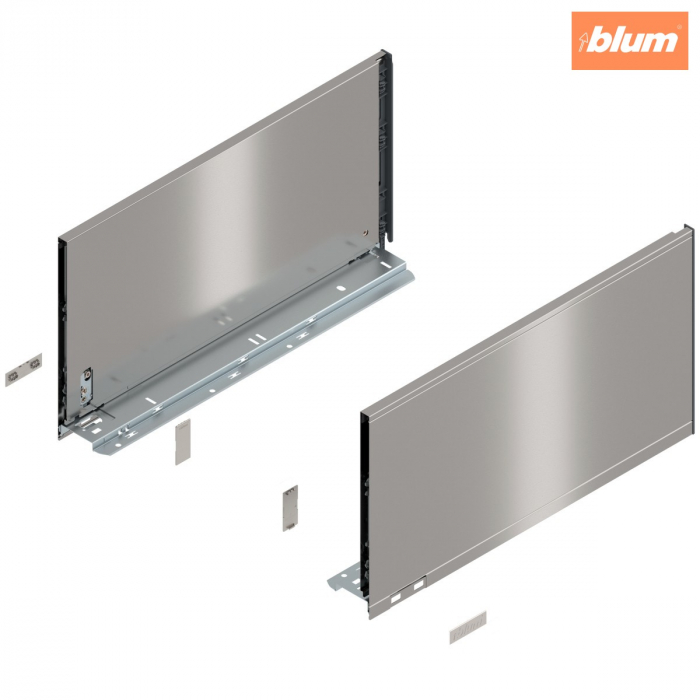 Laterală de sertar LEGRABOX, Înălţime F (241 mm), NL=450 mm, dreapta+stânga, pentru LEGRABOX pure, finisaj inox periat-lăcuit 770F4502I [1]