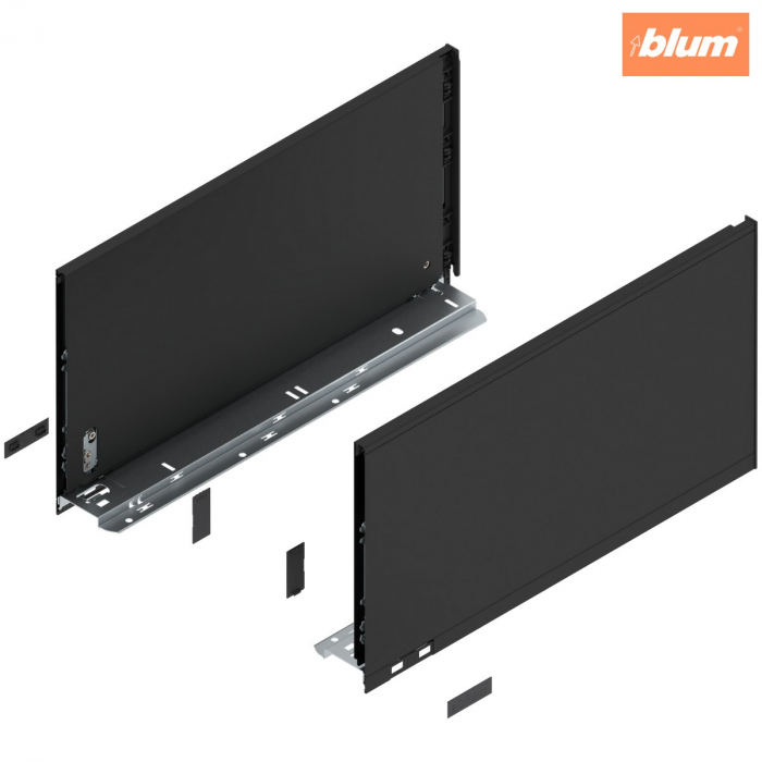 Laterală de sertar LEGRABOX, Înălţime F (241 mm), NL=450 mm, dreapta+stânga, pentru LEGRABOX pure, finisaj negru-carbon mat 770F4502S [1]