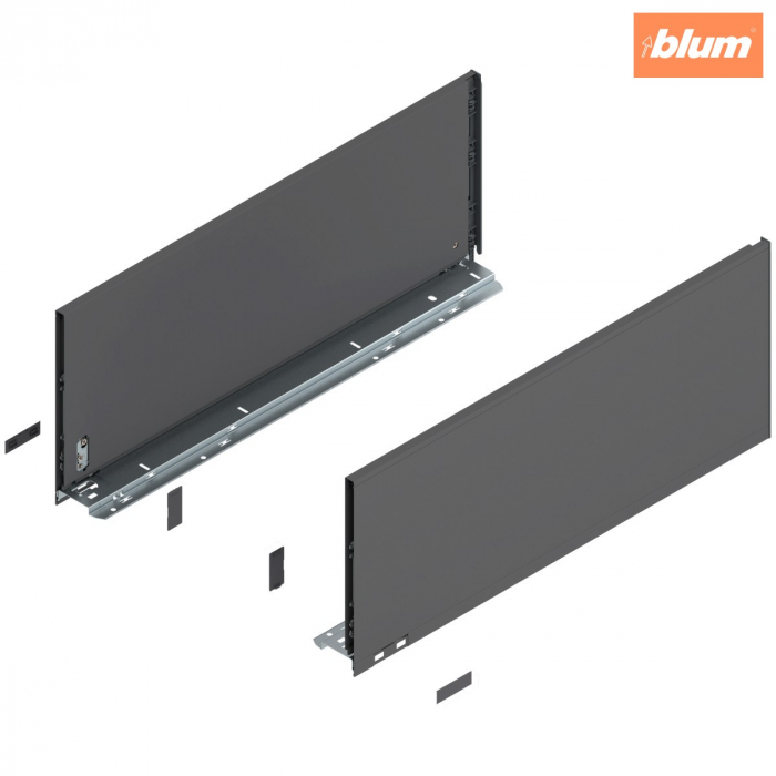 Laterală de sertar LEGRABOX, Înălţime F (241 mm), NL=600 mm, dreapta+stânga, pentru LEGRABOX pure, finisaj gri-orion mat 770F6002S [1]