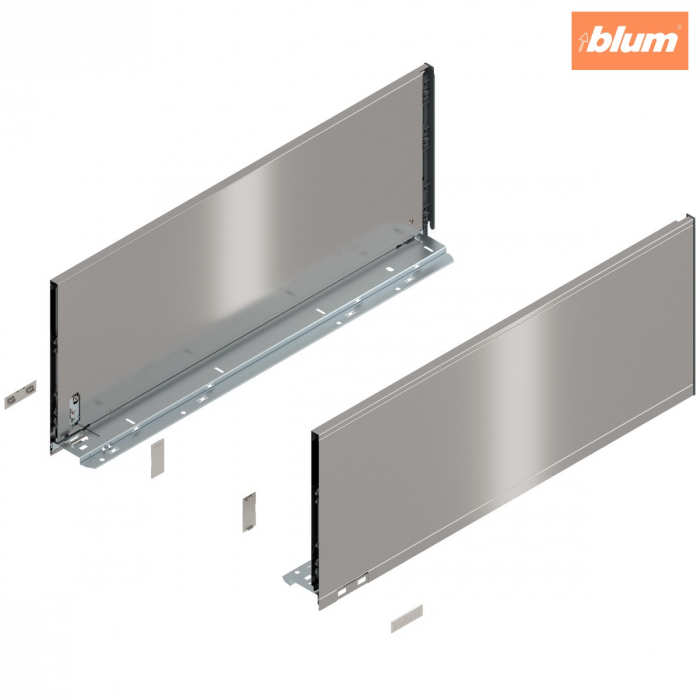 Laterală de sertar LEGRABOX, Înălţime F (241 mm), NL=600 mm, dreapta+stânga, pentru LEGRABOX pure, finisaj inox periat-lăcuit 770F6002I [1]
