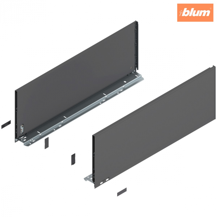 Laterală de sertar LEGRABOX, Înălţime F (241 mm), NL=650 mm, dreapta+stânga, pentru LEGRABOX pure, finisaj gri-orion mat 770F6502S [1]