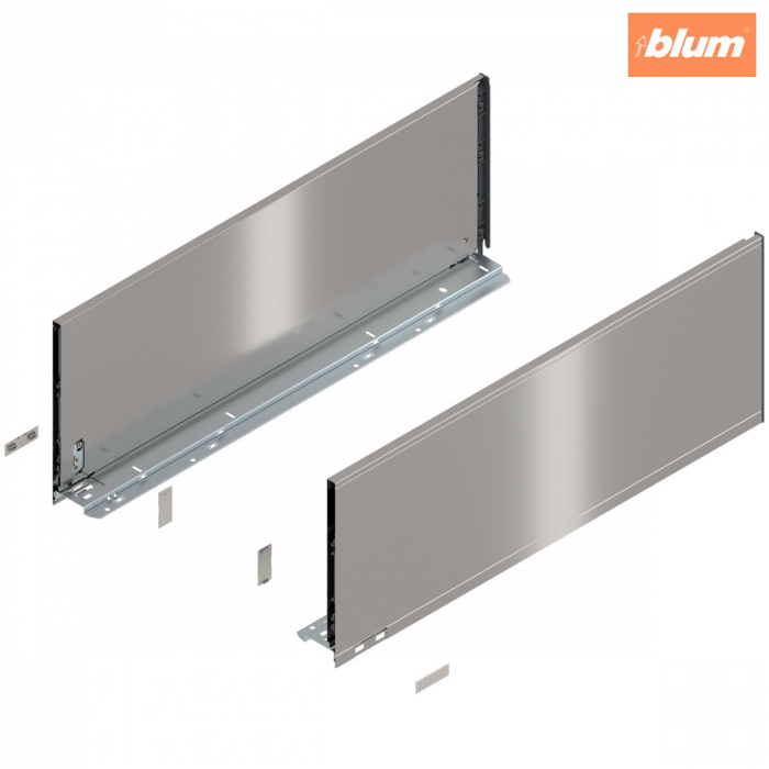 Laterală de sertar LEGRABOX, Înălţime F (241 mm), NL=650 mm, dreapta+stânga, pentru LEGRABOX pure, finisaj inox periat-lăcuit 770F6502I [1]