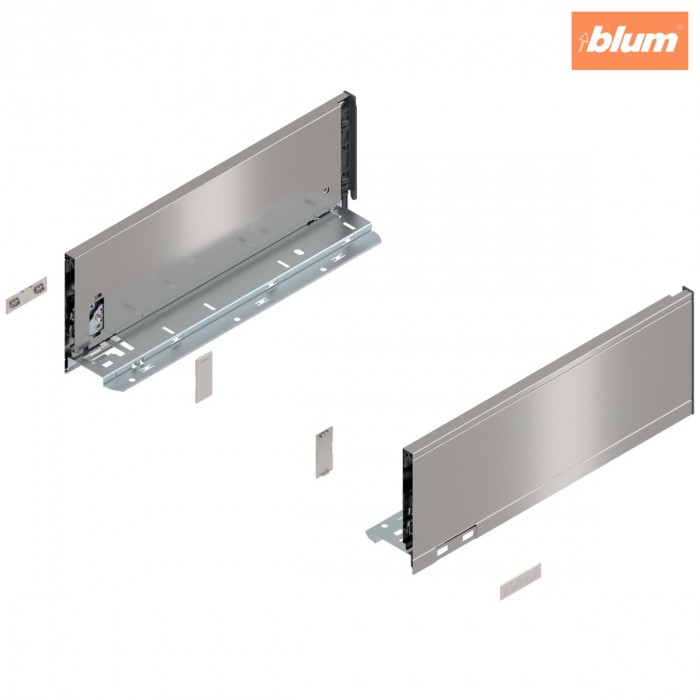 Laterală de sertar LEGRABOX, Înălţime K (128.5 mm), NL=350 mm, dreapta+stânga, pentru LEGRABOX pure, finisaj inox periat-lăcuit 770K3502I [1]