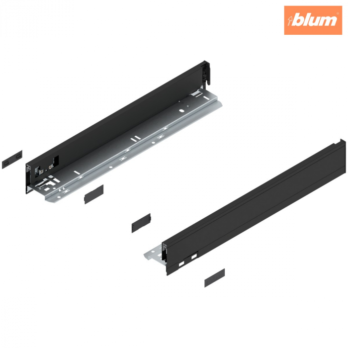 Laterală de sertar LEGRABOX, Înălţime N (66.5 mm), NL=450 mm, dreapta+stânga, pentru LEGRABOX pure, finisaj negru-carbon mat 770N4502S [1]