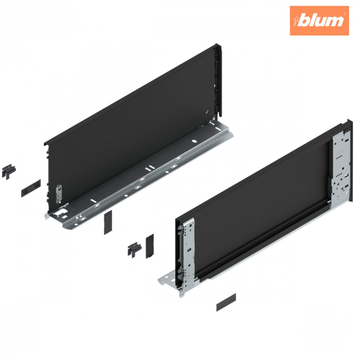 Laterală de sertar LEGRABOX (interior), Înălţime C (177 mm), NL=450 mm, dreapta+stânga, pentru LEGRABOX pure, finisaj negru-carbon mat 770C4501S [1]