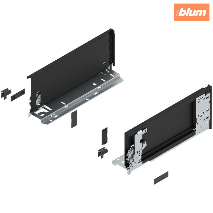 Laterală de sertar LEGRABOX (interior), Înălţime K (128.5 mm), NL=300 mm, dreapta+stânga, pentru LEGRABOX pure, finisaj negru-carbon mat 770K3001S [1]