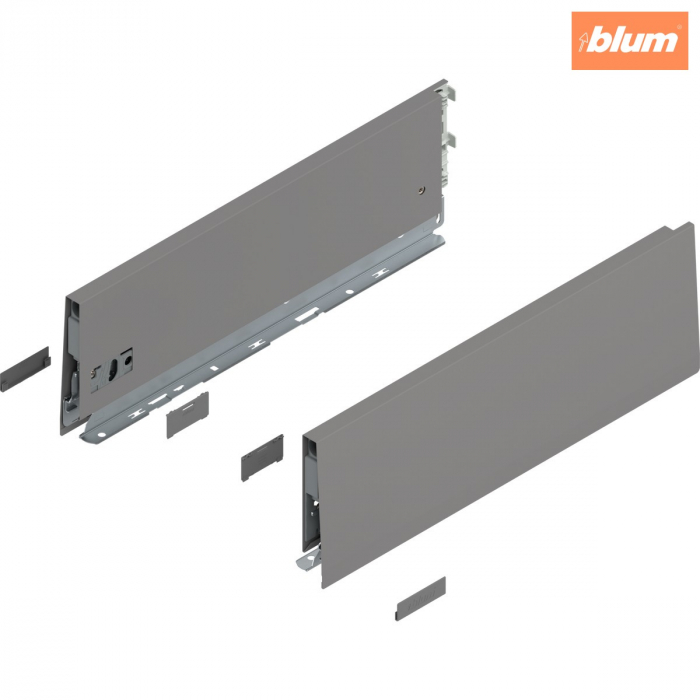 Laterală de sertar MERIVOBOX, Înălţime K (129 mm), NL=400 mm, dreapta+stânga, finisaj gri indiu mat 470K4002S [1]