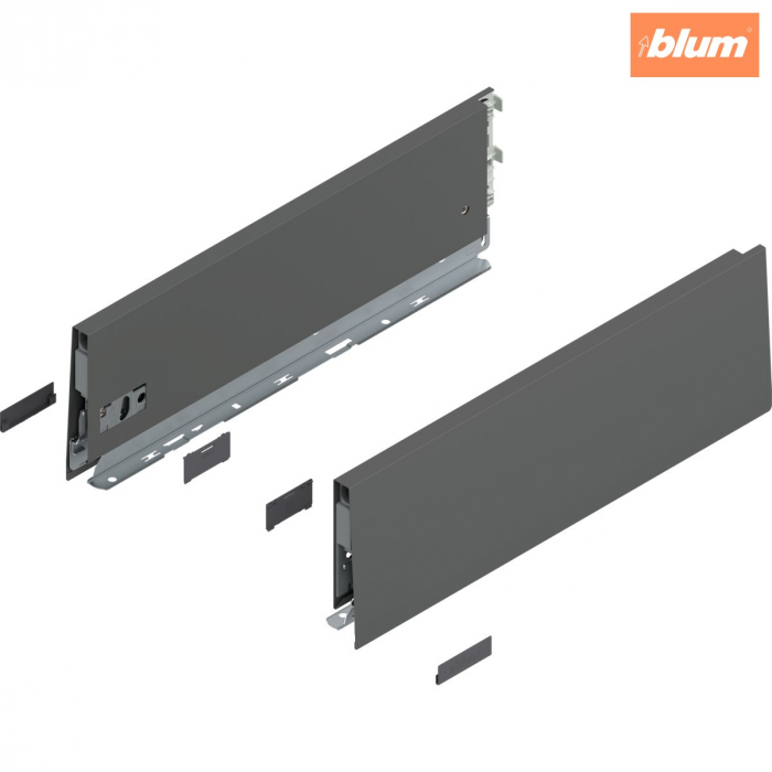 Laterală de sertar MERIVOBOX, Înălţime K (129 mm), NL=400 mm, dreapta+stânga, finisaj gri-orion mat 470K4002S [1]