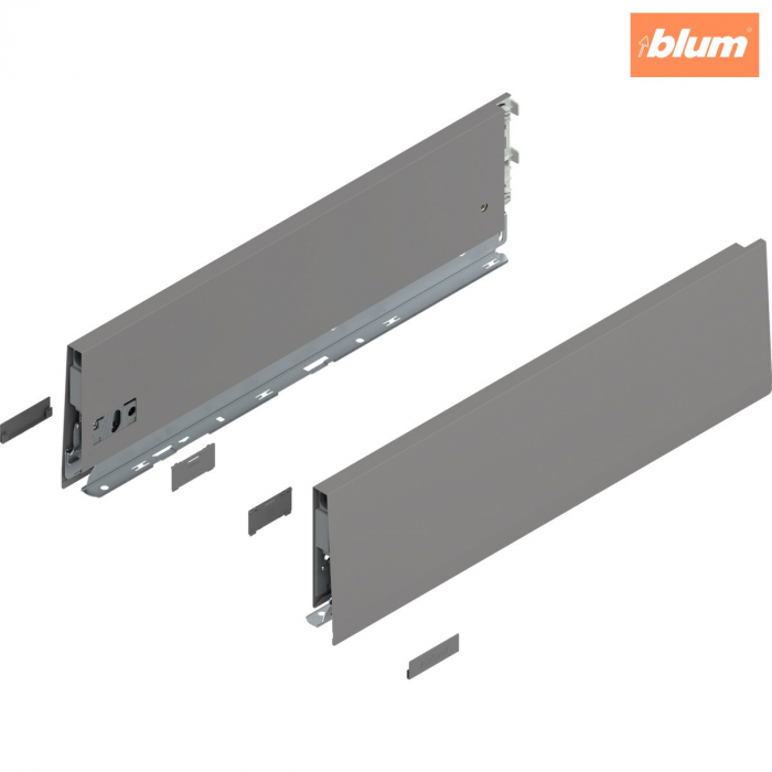 Laterală de sertar MERIVOBOX, Înălţime K (129 mm), NL=450 mm, dreapta+stânga, finisaj gri indiu mat 470K4502S [1]