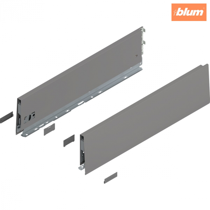 Laterală de sertar MERIVOBOX, Înălţime K (129 mm), NL=500 mm, dreapta+stânga, finisaj gri indiu mat 470K5002S [1]