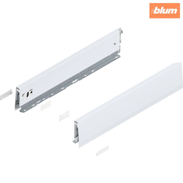 Laterală de sertar MERIVOBOX, Înălţime M (91 mm), NL=450 mm, dreapta+stânga, finisaj alb-mătase mat 470M4502S [1]
