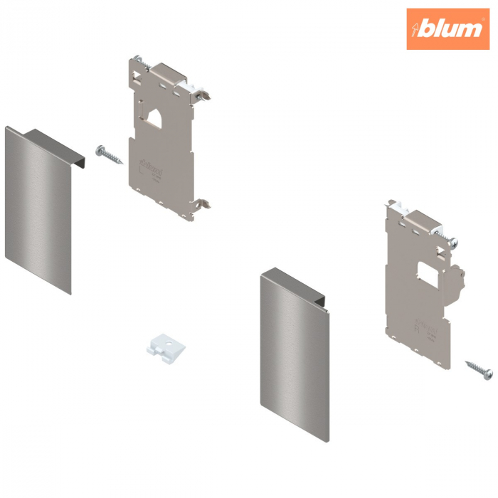 LEGRABOX Suporturi de front, montat cu şurub pentru distanţier, pentru sertar interior, dreapta+stânga, pentru LEGRABOX pure, finisaj inox periat-lăcuit ZI7.0MI0 [1]
