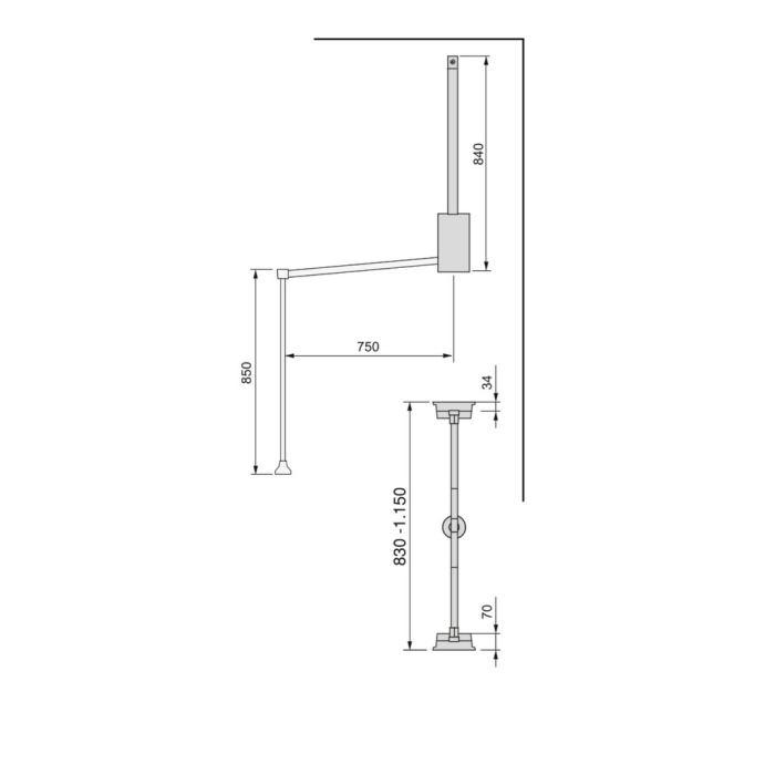 Lift pentru haine Hang, reglabil 830-1150 mm, finisaj Moka [8]