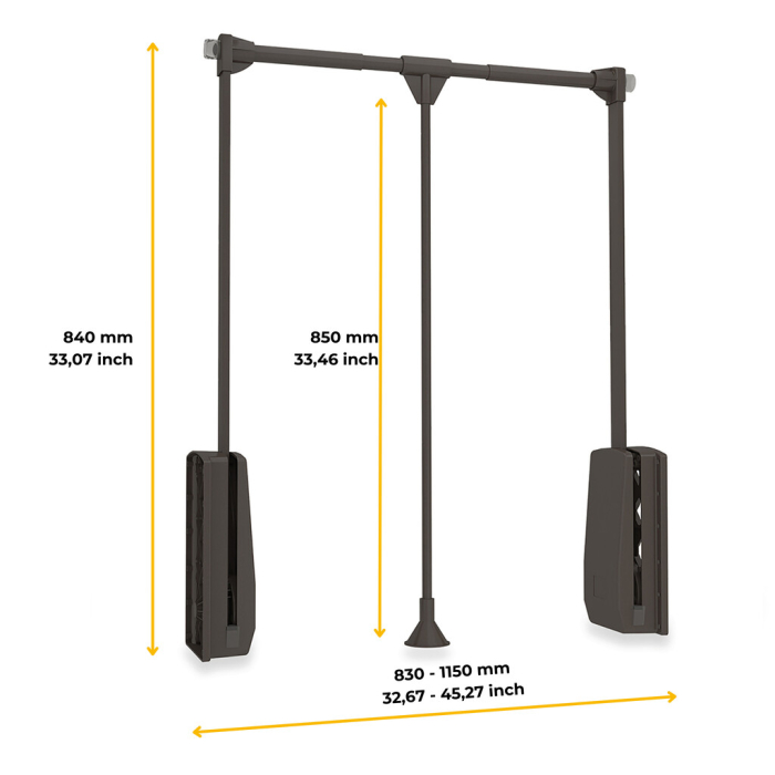 Lift pentru haine Hang, reglabil 830-1150 mm, finisaj Moka [9]
