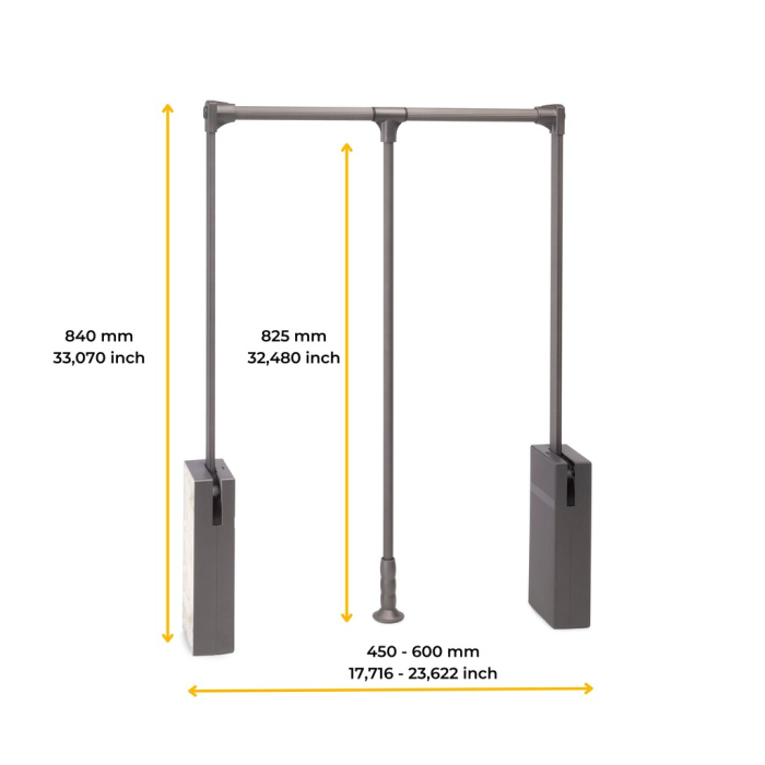 Lift pentru haine Sway, reglabil 450-600 mm, finisaj titan [12]