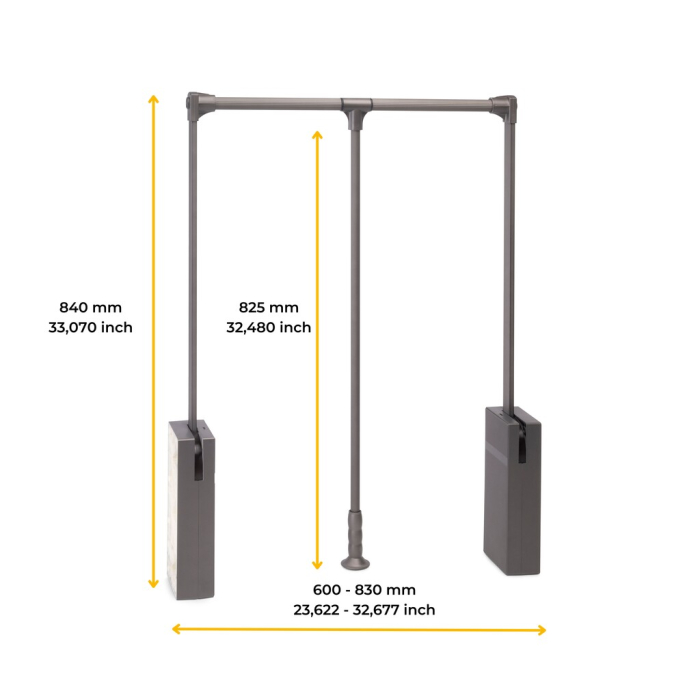 Lift pentru haine Sway, reglabil 600-830 mm, finisaj titan [12]