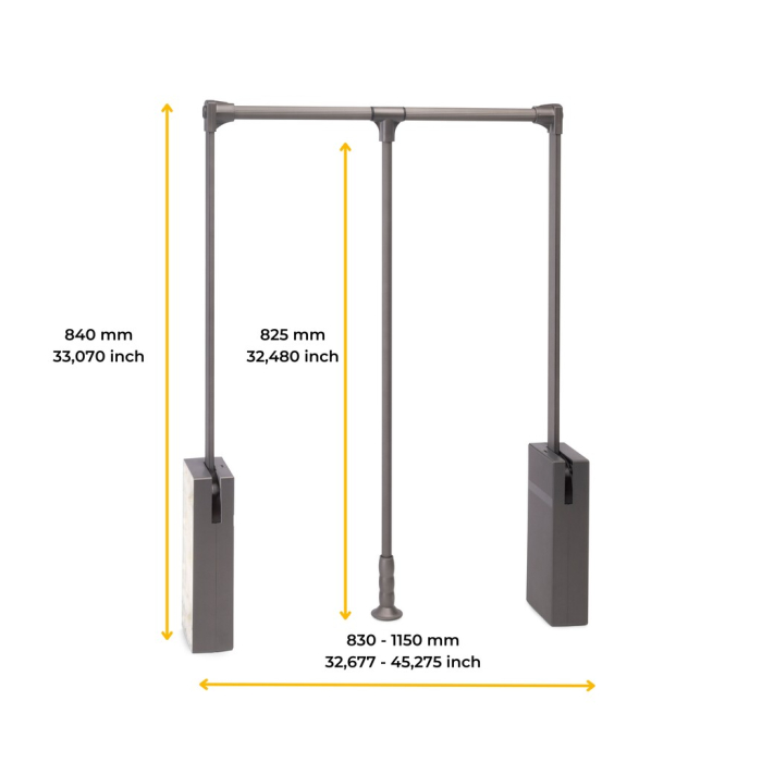 Lift pentru haine Sway, reglabil 830-1150 mm, finisaj titan [12]