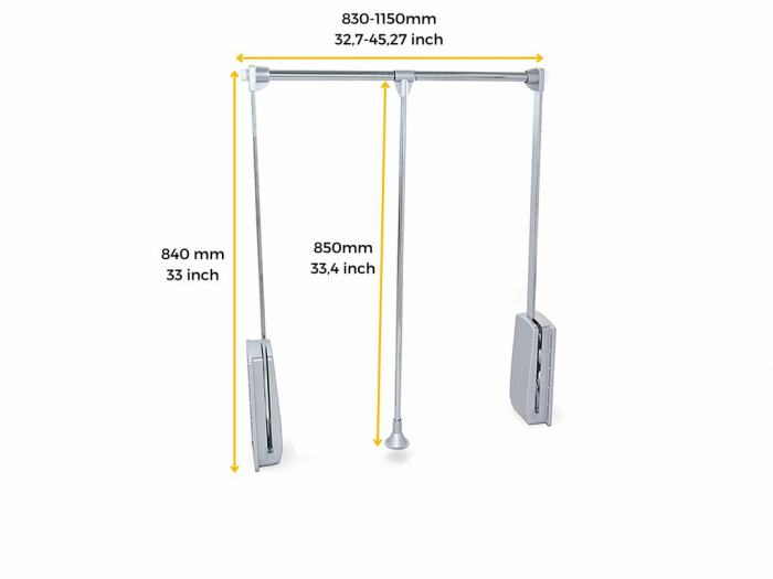 Lift rabatabil pentru umerase latime 830-1150 mm, finisaj crom+gri [4]