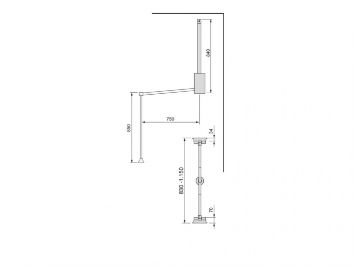 Lift rabatabil pentru umerase latime 830-1150 mm, finisaj crom+gri [3]