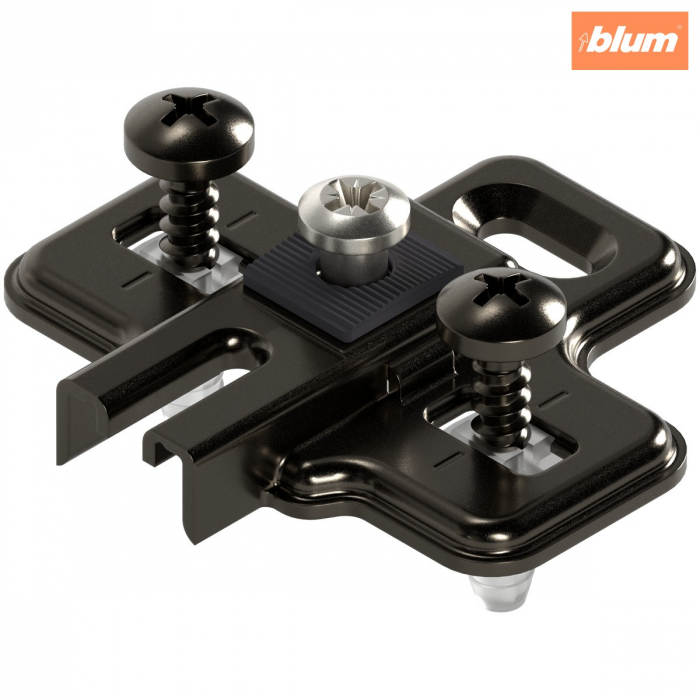 MODUL Plăcuţă de montaj, în cruce, 0 mm, oţel, Cu diblu expandabil EXPANDO, reglaj pe înălţime: Gaură alungită, finisaj negru onix 194K6100E [1]