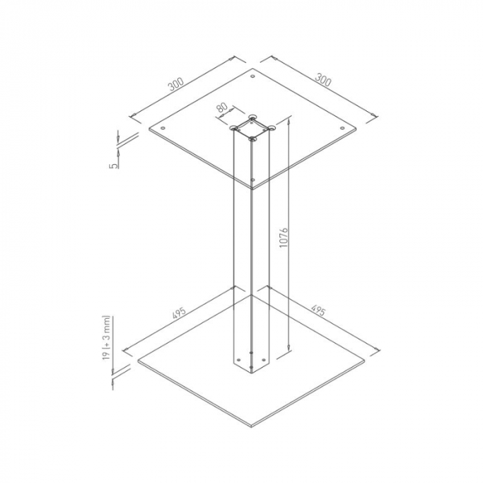 Picior masa bar central Gast, baza patrata 500x500 mm, finisaj negru [3]
