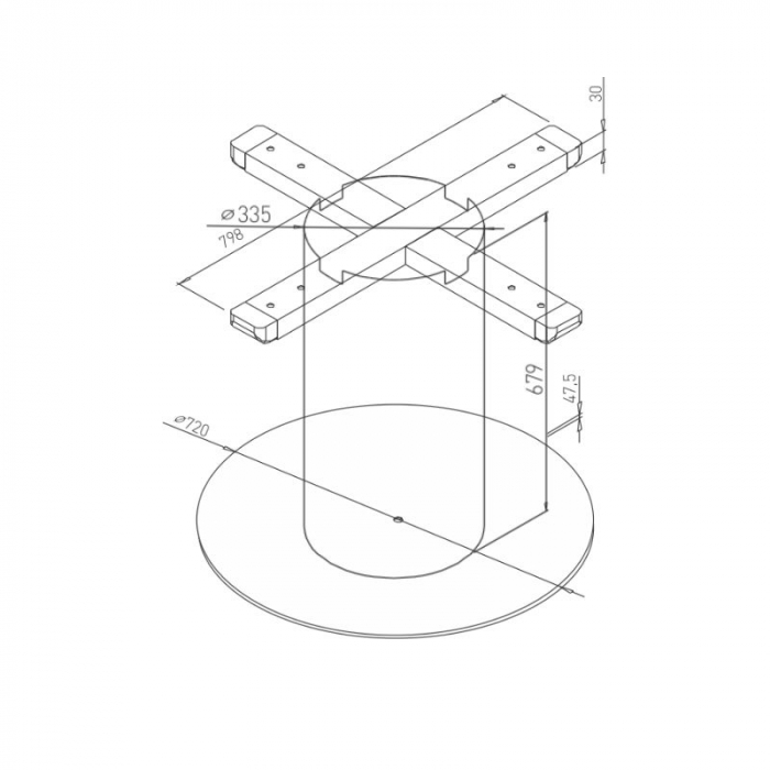 Picior masa central Boma, baza rotunda diam. 720 mm, finisaj negru [4]