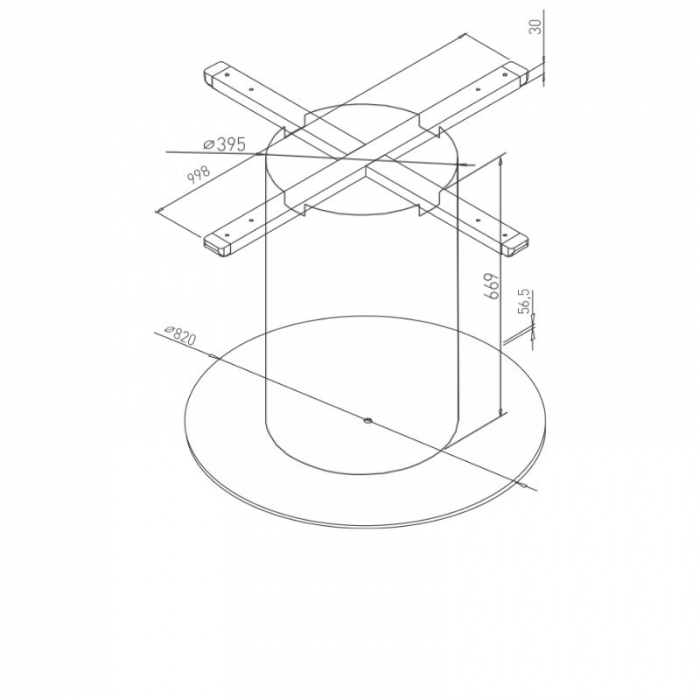 Picior masa central Boma, baza rotunda diam. 820 mm, finisaj negru [2]