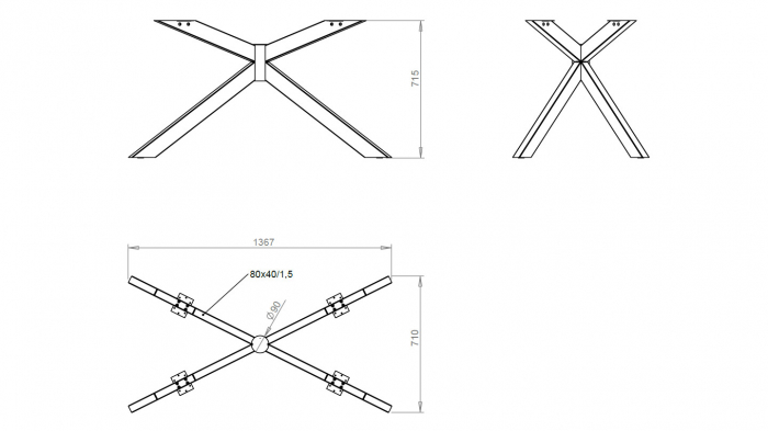 Picior masa central spider BXS finisaj negru [4]