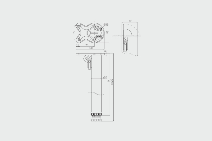 Picior masa rotund, rabatabil diam. 50 H=710 mm, finisaj negru [2]