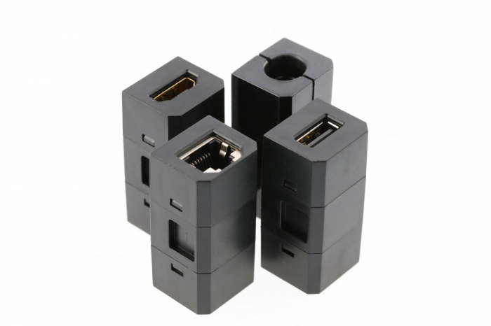 Priza incorporabila rotunda 1xschuko + 1xUSB A + 1xUSB C + 1 port interschimbabil, neagra [4]