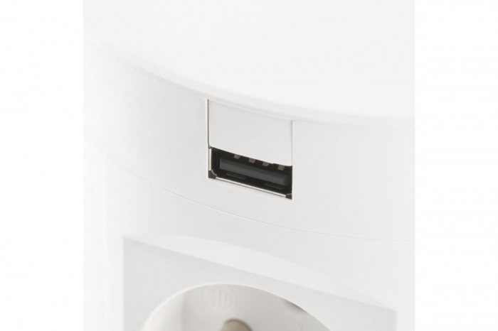 Priza incorporabila rotunda Comfort Plus 4xschuko + 2xUSB A 5V/3.1A + 2xRJ45, aluminiu [4]