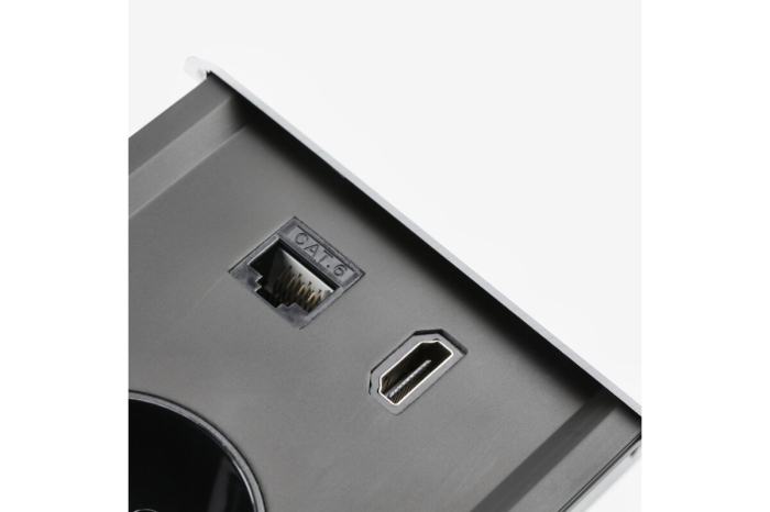 Priza PRESTINO incorporabila 2xSHUKO, USB A+C, HDMI, cablu RJ45, finisaj alb [2]