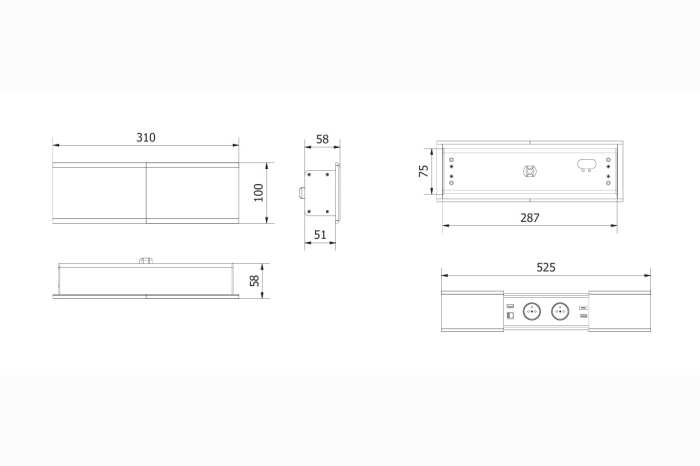 Priza PRESTINO incorporabila 2xSHUKO, USB A+C, HDMI, cablu RJ45, finisaj aluminiu [8]