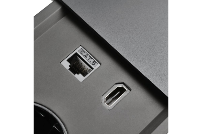 Priza PRESTINO incorporabila 2xSHUKO, USB A+C, HDMI, cablu RJ45, finisaj negru [2]