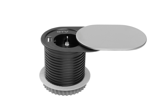 Priza SLIDE incorporabila, Ø60 mm, 1xUSB-С 2.4A, finisaj inox [2]