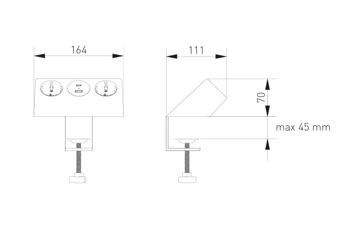 Priza SOFITO incorporabila, 2xSHUKO, USB A+C, finisaj inox [9]
