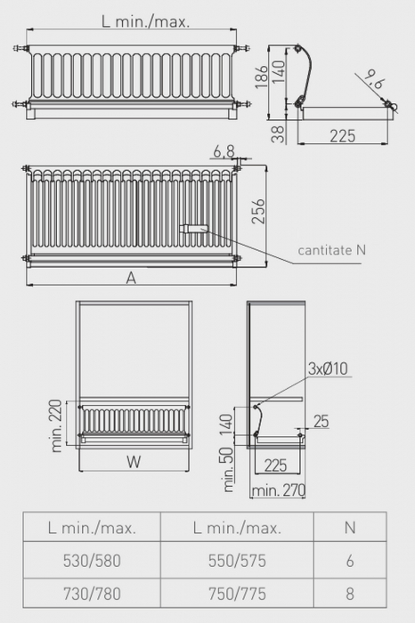 Scurgator vase inox, 1 nivel, pentru corp de 800 mm latime [2]