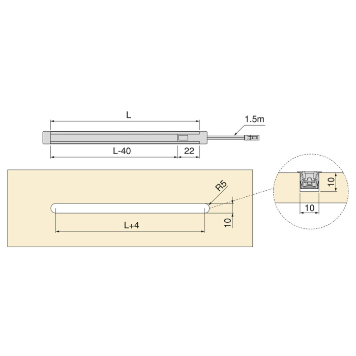 Senzor switch Pyxis LED incastrat 24V, 1.5 m, finisaj gri [10]