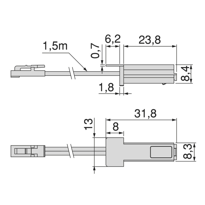 Senzor switch Pyxis LED incastrat 24V, 1.5 m, finisaj gri [9]