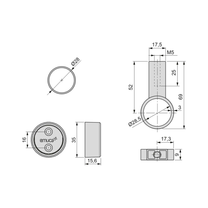 Set 2 bare pentru haine Ø28 mm, lungime 1150 mm, cu suporti inclusi, aluminiu si zamac anodizat mat [3]