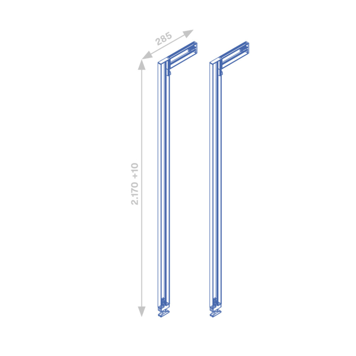 Set 2 cadre Zero cu profile, accesorii de montaj si picioare reglabile dreptunghiulare, pentru montaj pe podea si perete, negru texturat [8]