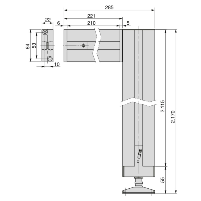 Set 2 cadre Zero cu profile, accesorii de montaj si picioare reglabile dreptunghiulare, pentru montaj pe podea si perete, negru texturat [7]