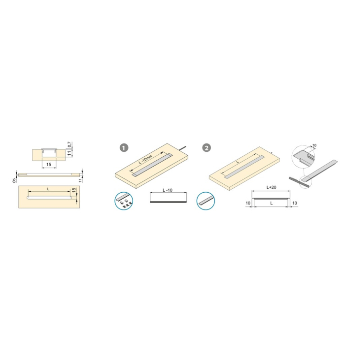 Set accesorii pentru profil LED incastrabil Lynx, finisaj gri [3]