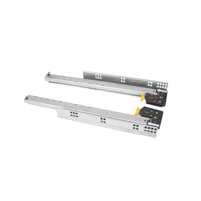 Set glisiere ascunse pentru sertare, extractie totala,cu amortizor si prindere tip carlige, 440 mm [3]