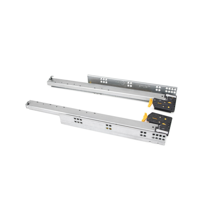 Set glisiere ascunse pentru sertare, extractie totala,cu amortizor si prindere tip carlige, 490 mm [3]