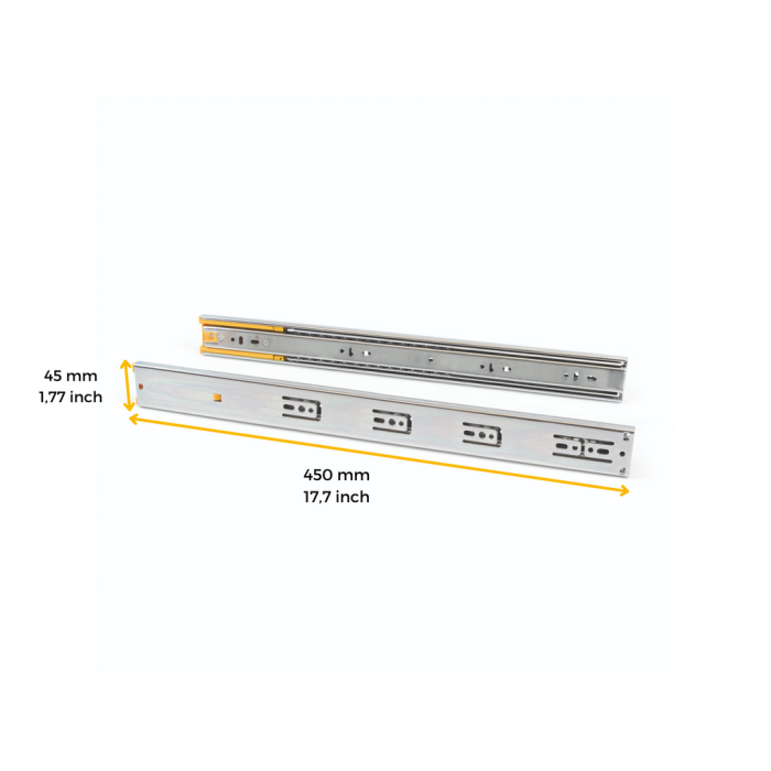 Set glisiere cu bile pentru sertare, extractie totala, cu inchidere amortizata, H 45 mm, L 450 mm [2]